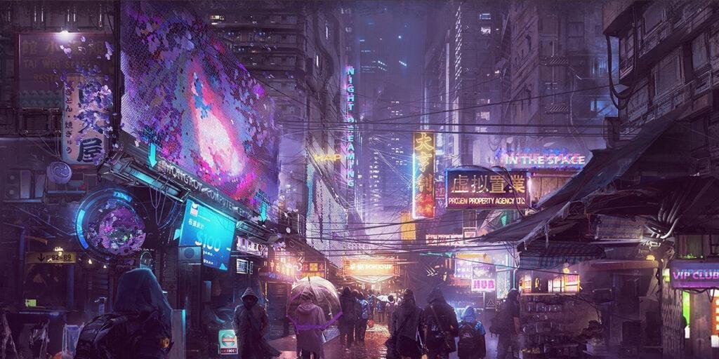 The Ancient Past and Movement of the Stars Donglu Yu Cyberpunk Street 1024x512
